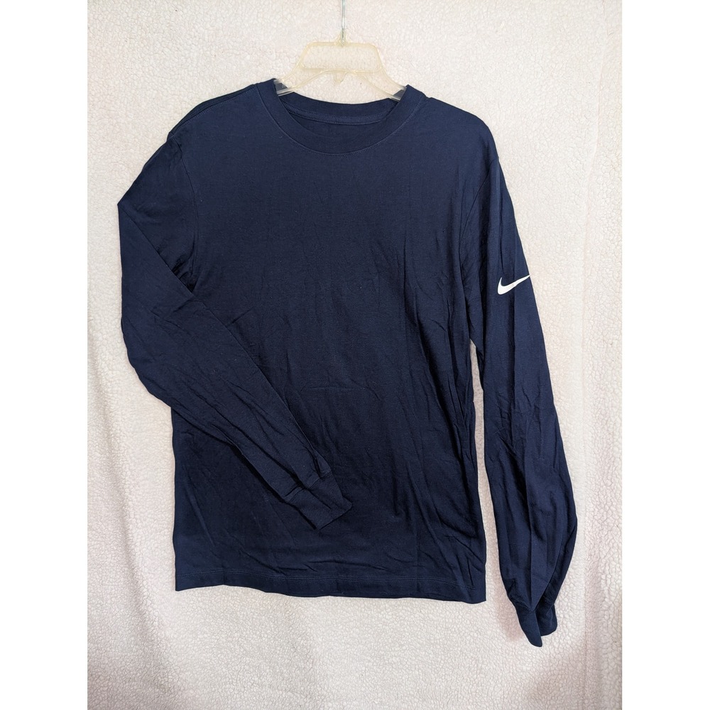 Nike Long Sleeve T-Shirt Mens Small Navy Blue NEOT Swoosh‎ Logo Sleeve Tee